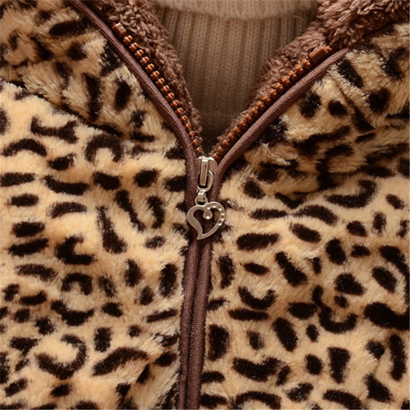 Cardigan Girls jackets fashion Leopard cartoon Clothing coat baby girl winter warm casual Outerwear for 16 years old Kids 220922