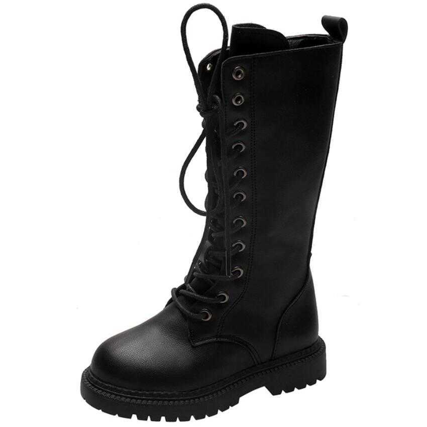 Boots Girls Snow PU Leather Solid Children Shoes Fashion Zipper Knee-high Kids For Boys kids winter boots Size 26-37 T220925