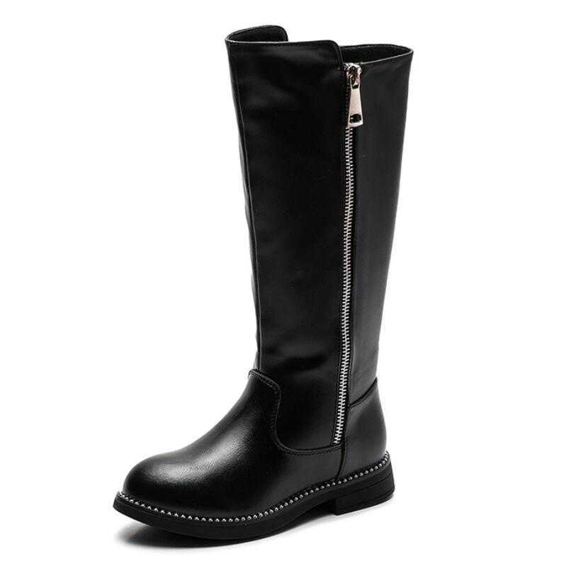 Boots Kids Casual Shoes 2022 Autumn Winter Children Fashion Mid Calf Snow Boots Brand Black Shoes Girls Genuine Leather Fashion Boots T221006