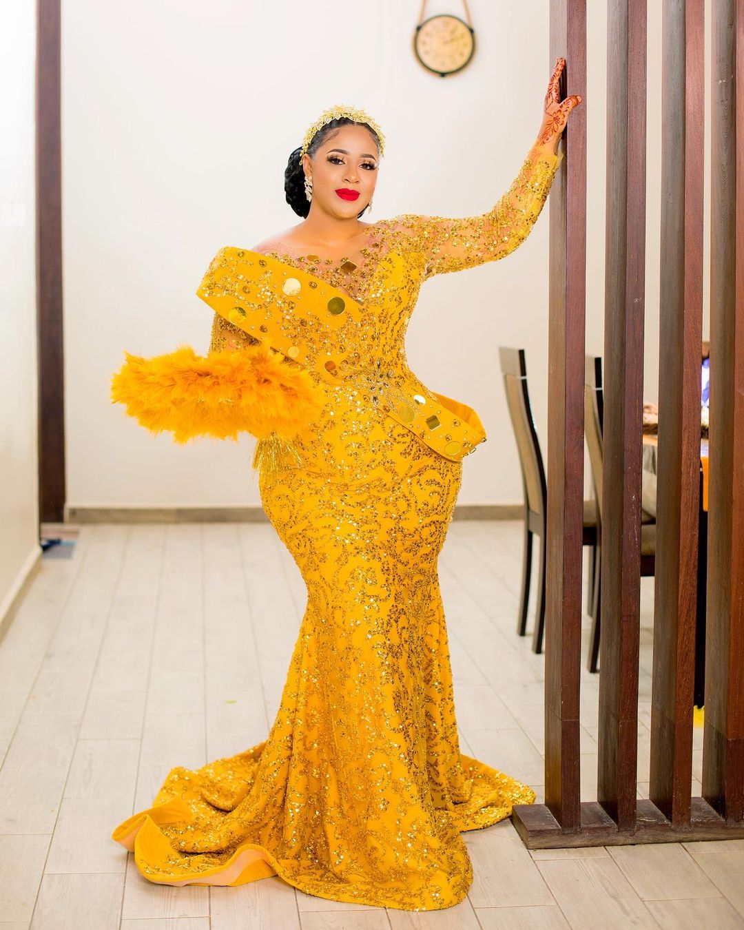 Arabic Aso Ebi Mermaid Yellow Prom Dresses Beaded Crystals Evening Formal Party Second Reception Birthday Engagement Gowns Dress ZJ6778