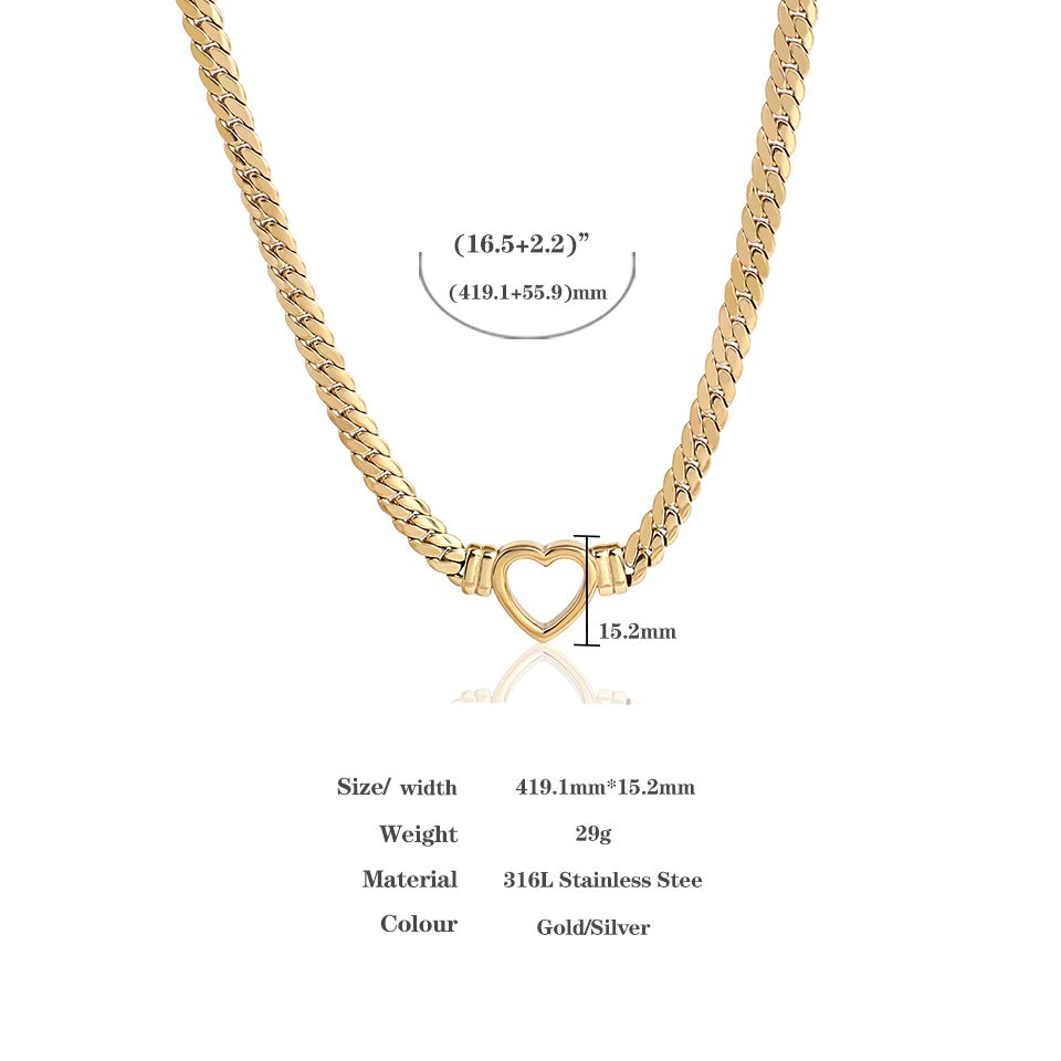 Pendant Necklaces Flashbuy Trendy Hollow Heart For Women Simple Chunky Stainless steel Cuban Chain Party Jewelry 220924