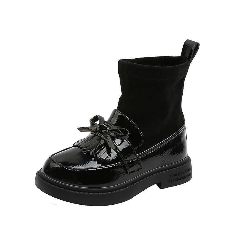 Boots Girls' Short 2022 Autumn New Children's Non-slip Elastic Fringe Stitching Kids Shoes E213 T220925