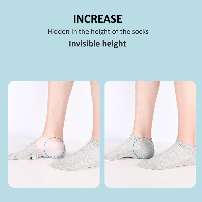 Shoe Parts Accessories Silicone Invisible Height Increase Insole 1.5CM 2.5CM 3.5CM Lift Upgrade Soft Socks Shoes Pad for Men Women drop 220924