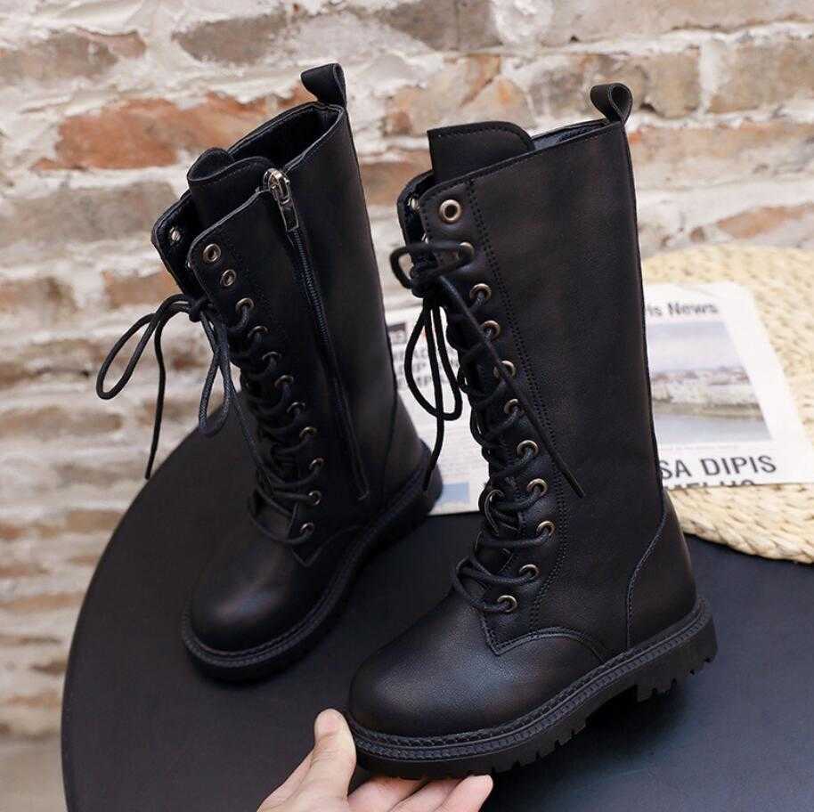 Boots Girls Snow PU Leather Solid Children Shoes Fashion Zipper Knee-high Kids For Boys kids winter boots Size 26-37 T220925