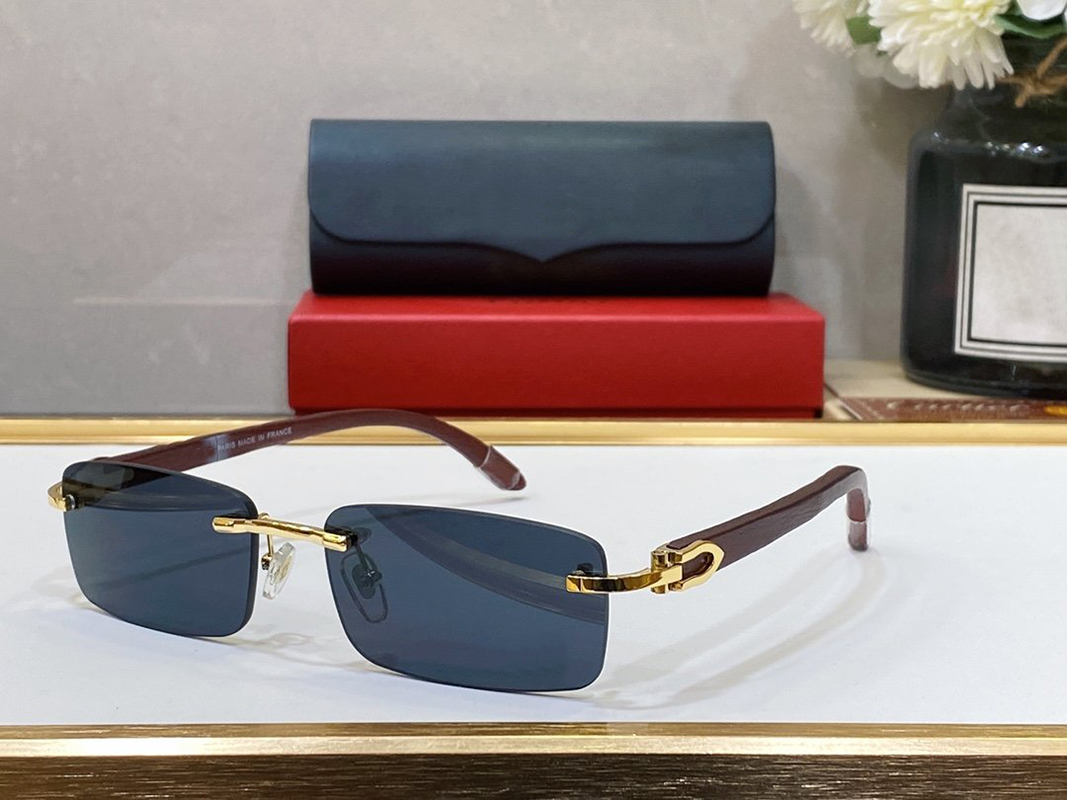 Luxurious Designer Sunglasses Mens Woman Sunglass Square Brand Carti Glasses UV4 Fashion Buffalo Horn Eyewear Metal Gold Frameless Rimless Wooden Eyeglasses