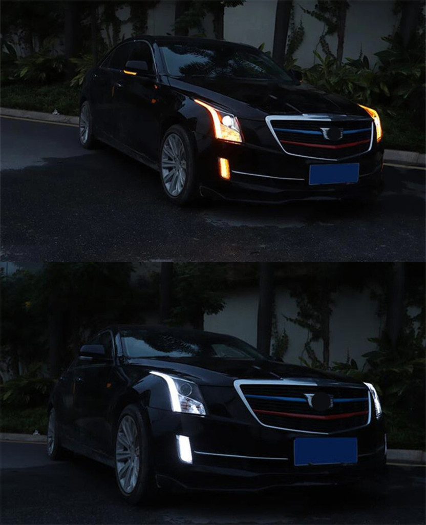 Auto Tuning Headlights For Cadillac ATS-L 20 14-20 18 Bi-Xenon Beam Fog Lights LED Turn Signal Running Lights