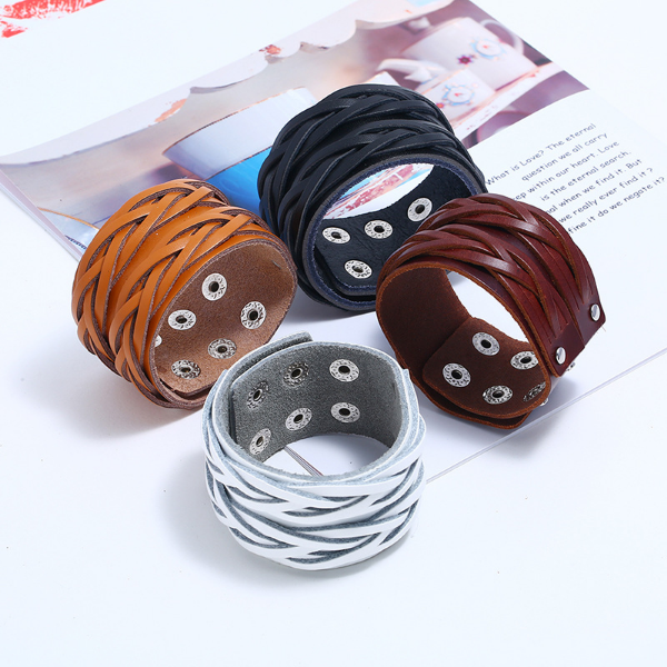 Braid Wide Cross Leather Bangle Cuff Multilayer Wrap Button Adjustable Bracelet Wristand for men women Fashion jewelry black
Braid Wide Cross Leather Bangle Cuff Multilayer Wrap Button Adjustable Bracelet Wristand for men women Fashion jewelry black