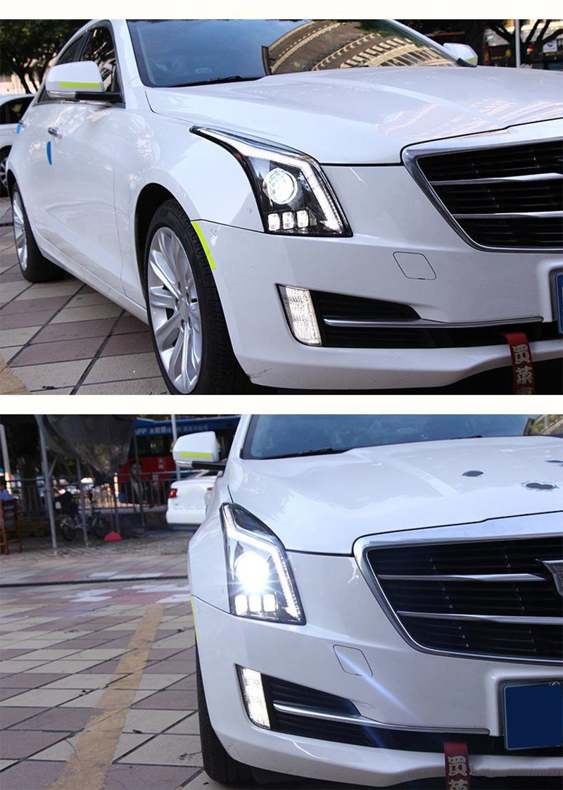 Auto Headlights For Cadillac ATS-L 20 14-20 18 ATS L Headlights LED DRL Running Lights Bi-Xenon Beam Fog Lights Angel Eyes