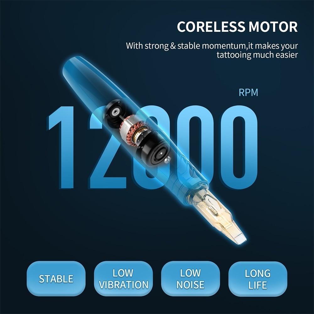 Tattoo Machine Cordless Kit Professional Rotary Pen with Cartridges Needles Permanent Makeup Set 220926