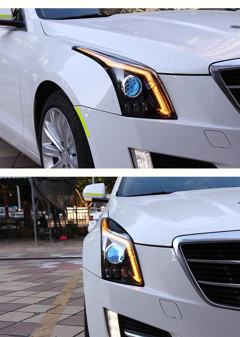 Auto Headlights For Cadillac ATS-L 20 14-20 18 ATS L Headlights LED DRL Running Lights Bi-Xenon Beam Fog Lights Angel Eyes