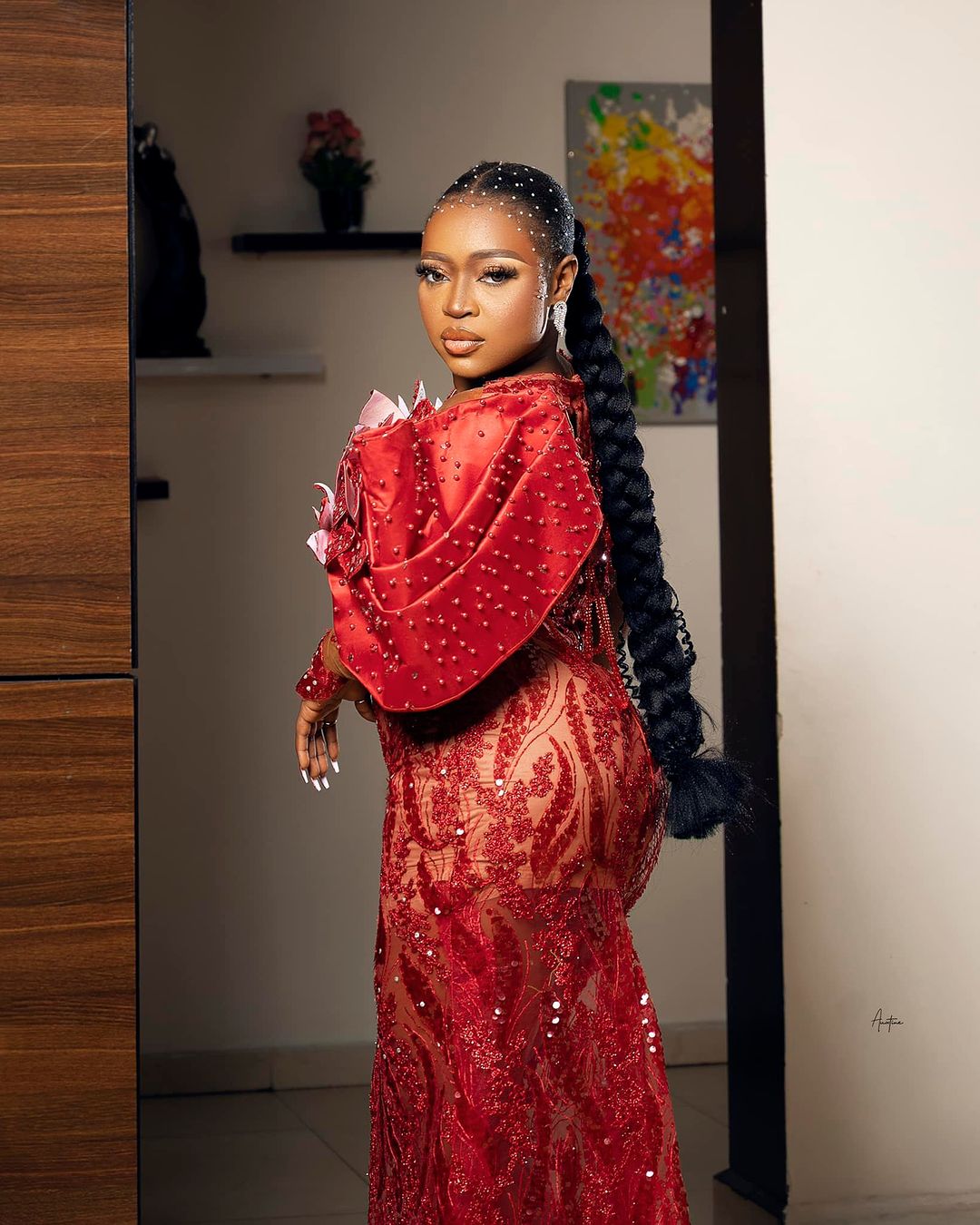 2022 Arabic Aso Ebi Mermaid Red Prom Dresses Sequined Lace Sexy Evening Formal Party Second Reception Birthday Engagement Gowns Dress ZJ199