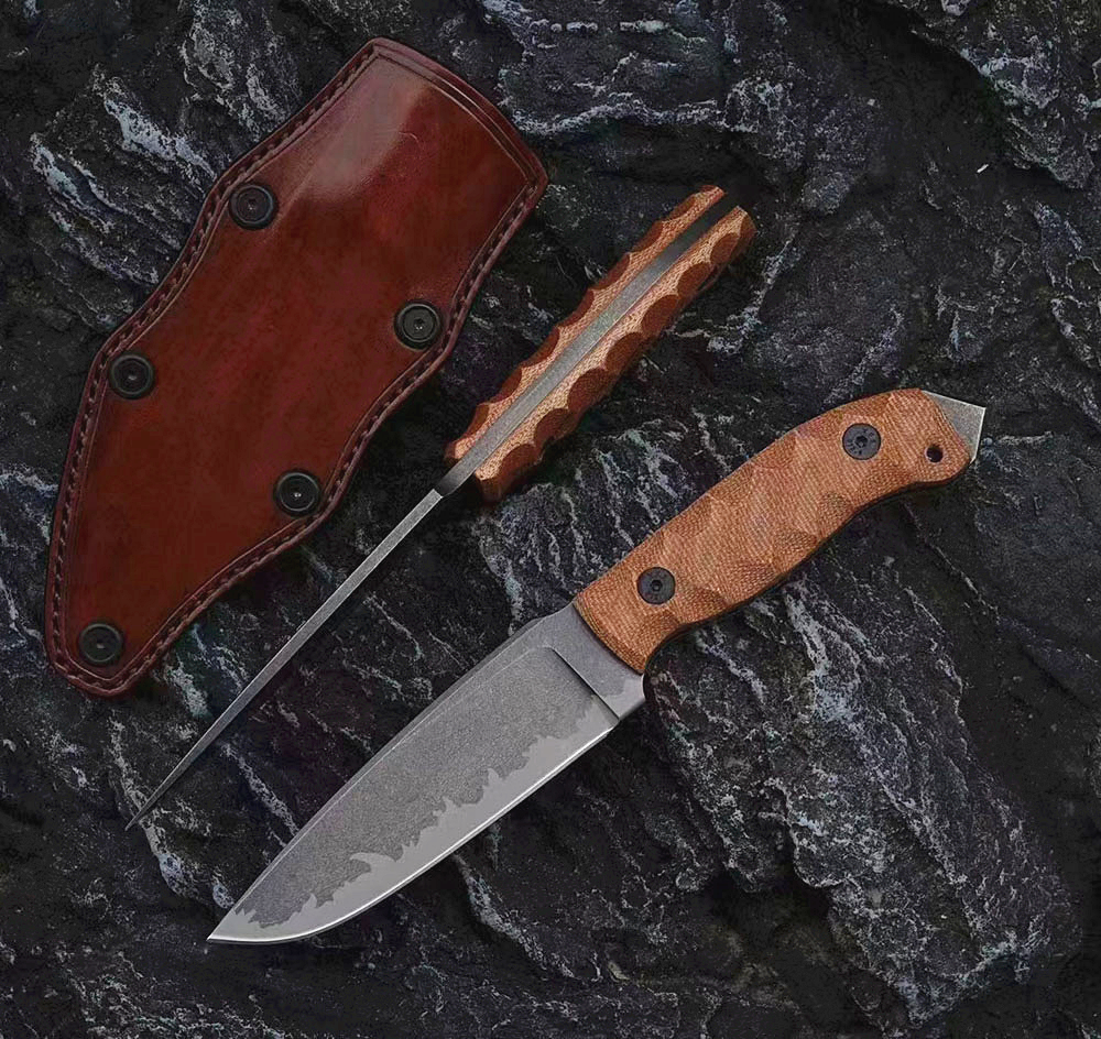 New H9202 High End Survival Straight Knife A2 knife Drop Point Blade Full Tang Linen Handle Outdoor Fishing Hunting Fixed Blade Knives with Kydex