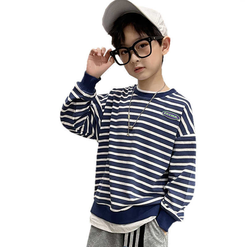 Pullover Spring Autumn Children s Pullovers For Baby Boys Clothes Striped Print Sweatshirt 4 14 Years Teens Kids Cotton Sweatshirts Tops 220924