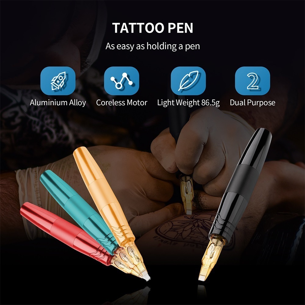 Tattoo Machine Cordless Kit Professional Rotary Pen with Cartridges Needles Permanent Makeup Set 220926