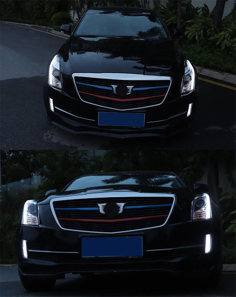 Auto Tuning Headlights For Cadillac ATS-L 20 14-20 18 Bi-Xenon Beam Fog Lights LED Turn Signal Running Lights