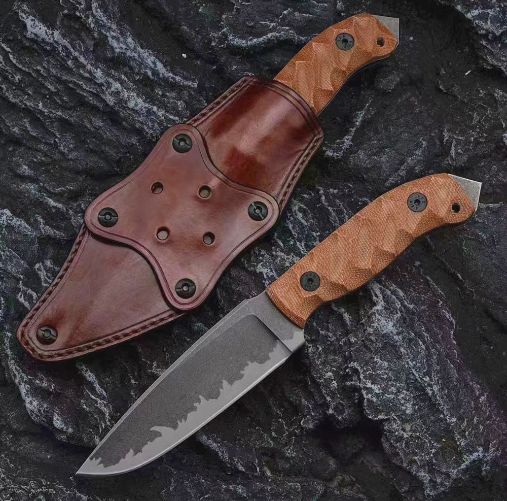 New H9202 High End Survival Straight Knife A2 knife Drop Point Blade Full Tang Linen Handle Outdoor Fishing Hunting Fixed Blade Knives with Kydex