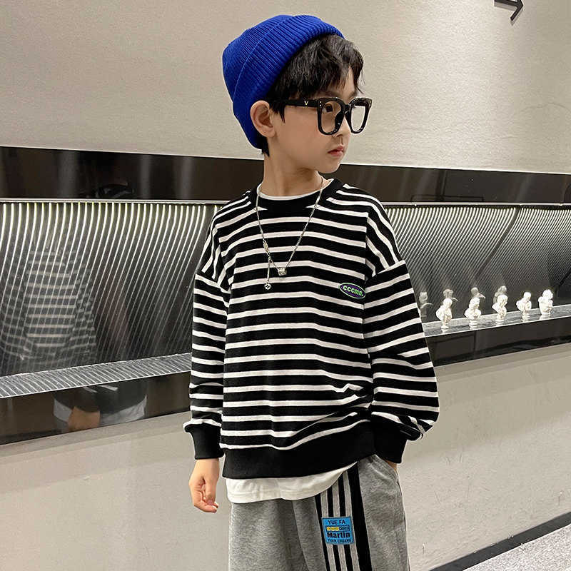 Pullover Spring Autumn Children s Pullovers For Baby Boys Clothes Striped Print Sweatshirt 4 14 Years Teens Kids Cotton Sweatshirts Tops 220924