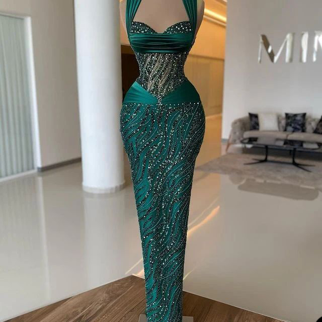 Hunter Green Sweetheart Evening Dresses Sleeveless Sequins Mermaid Prom Dress Custom Made or Length Formal Party Gown
