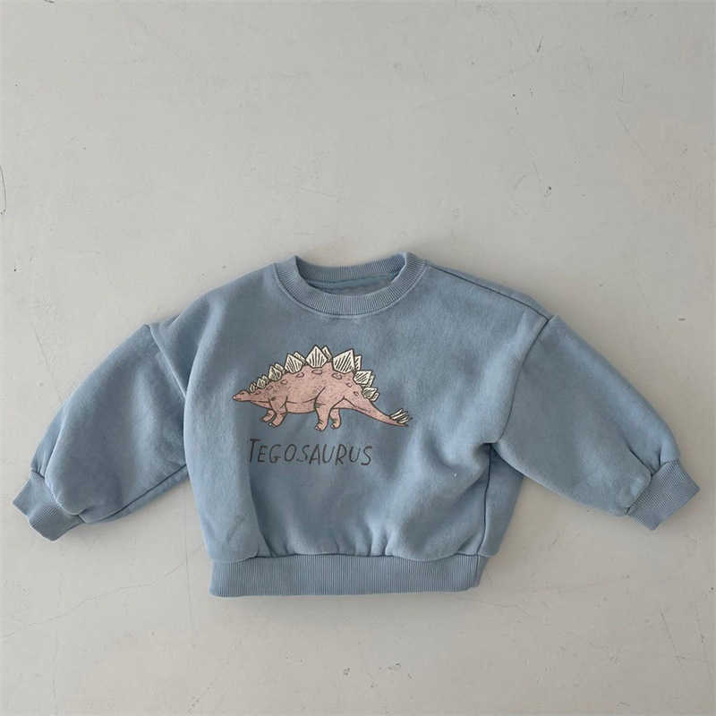Pullover Winter Autumn Korean Baby Boys Long Sleeve Sweatshirt Warm Fleece Toddler Girls Dinosaur Jumper Kids Plush Pullover Hoodie 220924