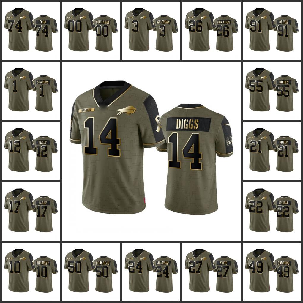 Jersey Buffalo''Bills''Men #14 Stefon Diggs 17 Josh Allen 26 Devin Singletary Custom Women Youth''NFL''Olive Gold Salute To Service Limited
Jersey Buffalo''Bills''Men #14 Stefon Diggs 17 Josh Allen 26 Devin Singletary Custom Women Youth''NFL''Olive Gold Salute To Service Limited