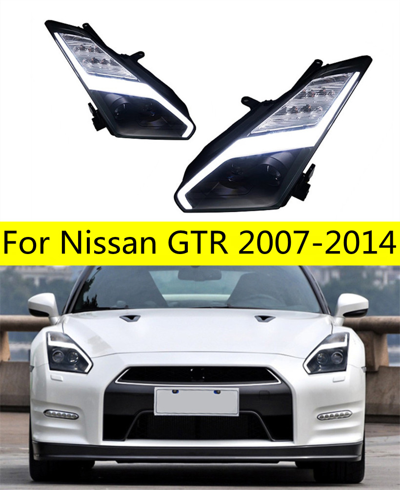 Headlight For Nissan GTR 2007-2014 DRL Daytime Lights LED Front Head Lights High Beam Turn Signal Replacement
