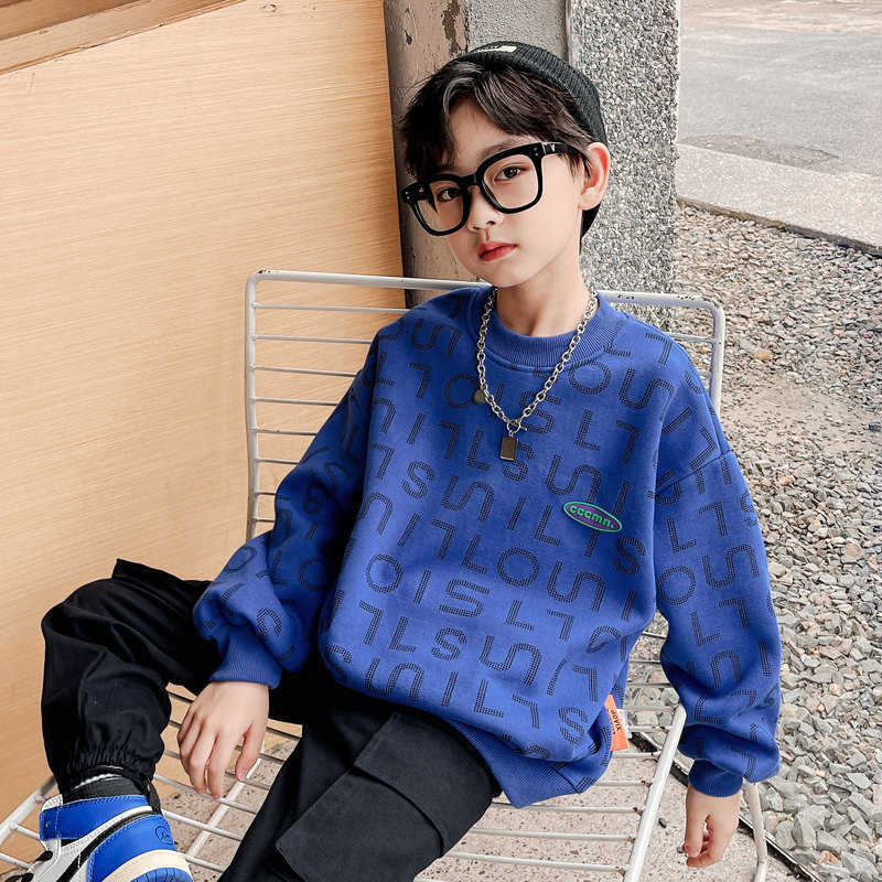 Pullover Teenager Fashion Tops for Boys Cotton Sweatshirts Children Spring Autumn Letter Print Long Sleeve T Shirts 6 8 10 12 14Years 220924
