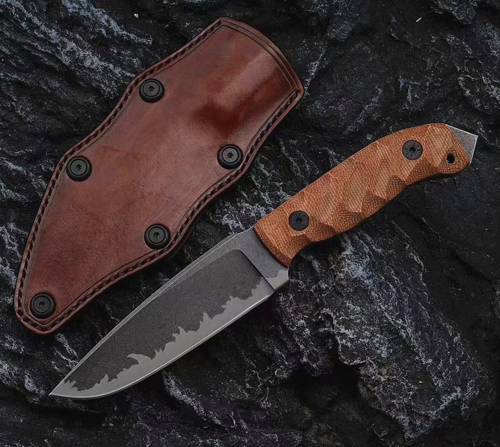 New H9202 High End Survival Straight Knife A2 knife Drop Point Blade Full Tang Linen Handle Outdoor Fishing Hunting Fixed Blade Knives with Kydex