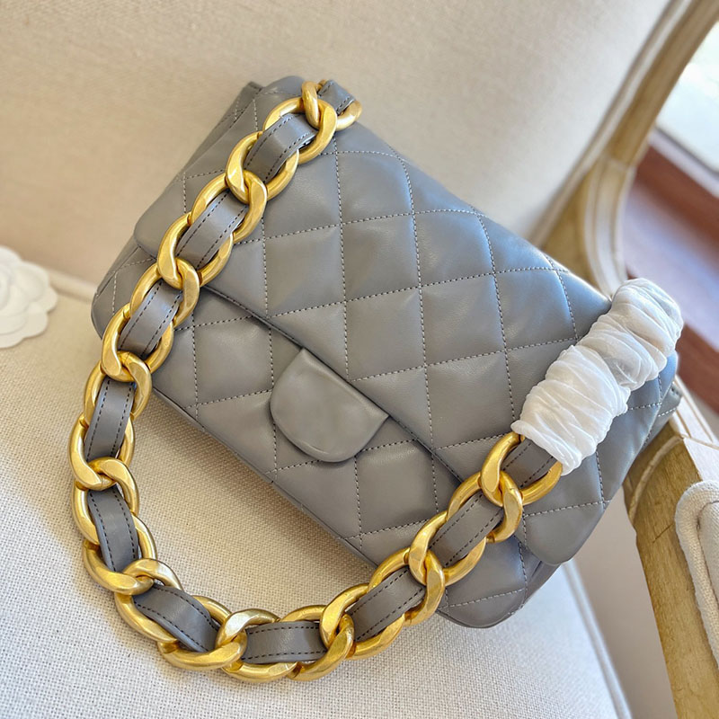French Women Thick Chain Classic Flap Shoulder Bag Diamond Lattice Leather Quilted Fashion Three Sizes Large Capacity Designer Luxury Bag Tote Multi Pochette, Grey
French Women Thick Chain Classic Flap Shoulder Bag Diamond Lattice Leather Quilted Fashion Three Sizes Large Capacity Designer Luxury Bag Tote Multi Pochette, Grey