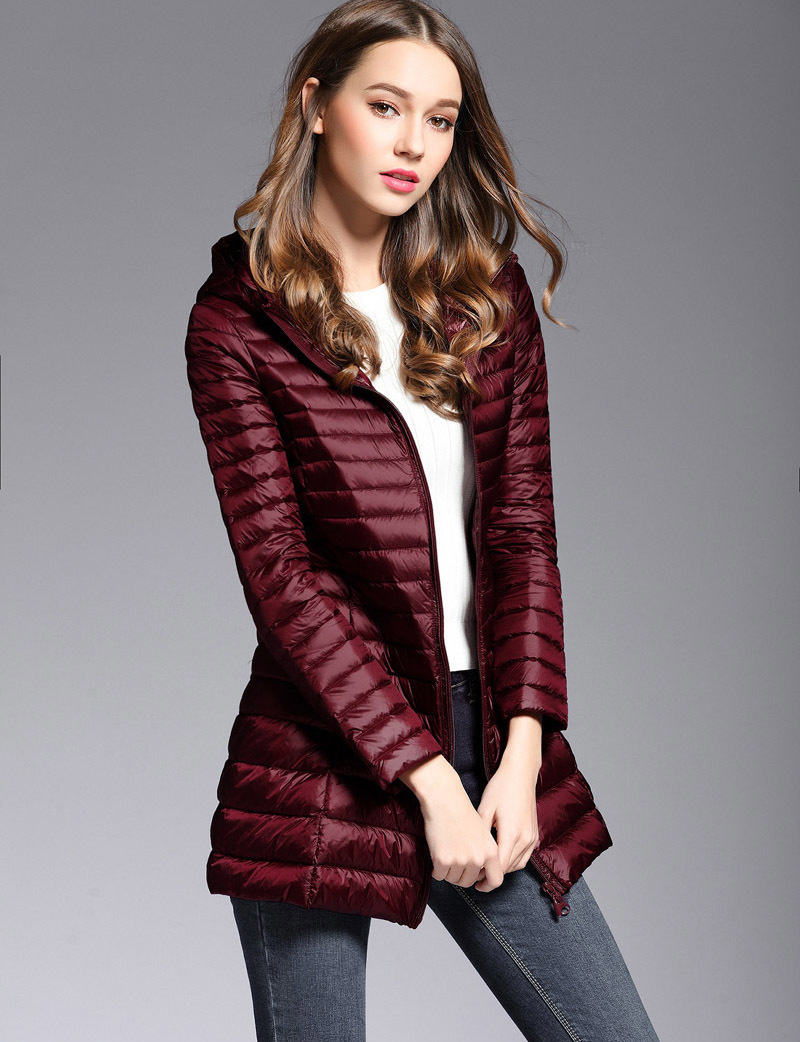 Women's Down Parkas Woman Spring Padded Hooded Long Jacket White Duck Down Female Overcoat Ultra Light Slim Solid Jackets Coat Portable Parkas 22