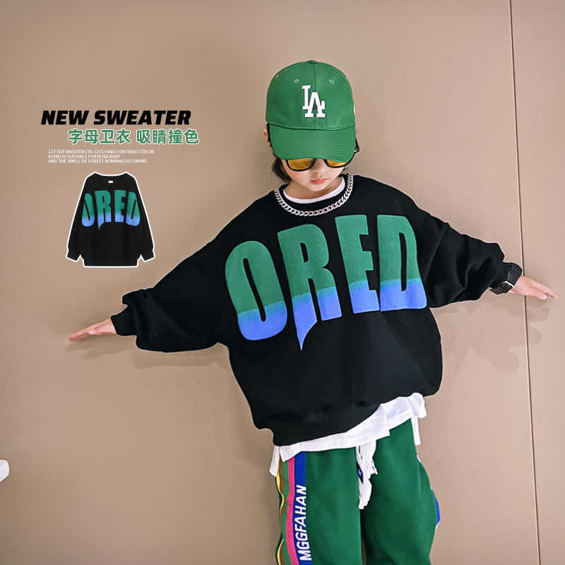 Pullover Leisure Sweatshirts for Autumn Tops Children s Long Sleeve Fashion Gradient Patchwork Cool Big Boys Clothes 5 7 9 11 12 13 14Yrs 220924
