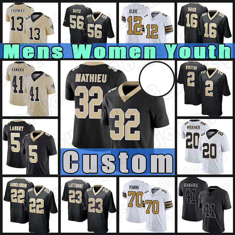 32 Tyrann Mathieu 41 Alvin Kamara Jerseys 23 Marshon Lattimore Football Chauncey Gardner-Johnson Chris Olave Jarvis Landry Michael Thomas Jameis Winston Drew Brees