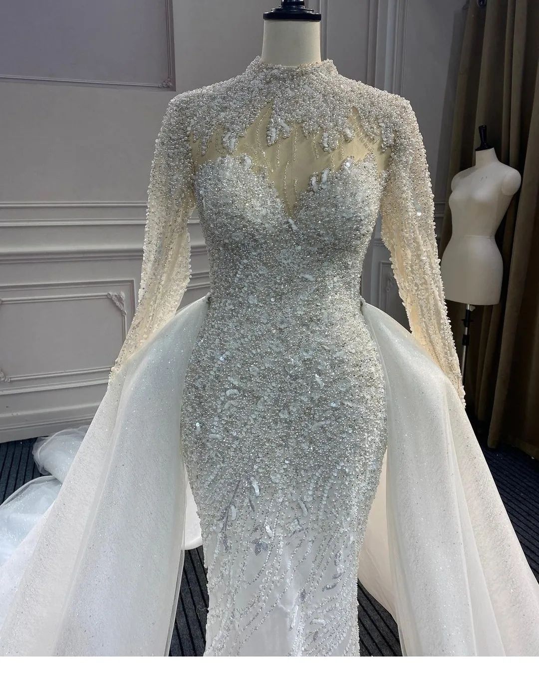 2022 Arabic Aso Ebi Mermaid Wedding Dresses Sparkly Sequined Beaded Lace Sexy Bridal Gowns Dress ZJ611