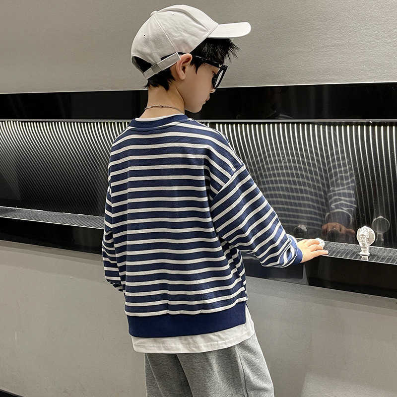 Pullover Spring Autumn Children s Pullovers For Baby Boys Clothes Striped Print Sweatshirt 4 14 Years Teens Kids Cotton Sweatshirts Tops 220924