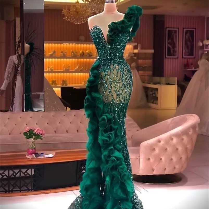 Party Dresses y Evening Dresses Fashion n Side Split Ruffles Tulle Mermaid Prom Dress Glitter Sequins Beads Custom Made Chic Formal 220923