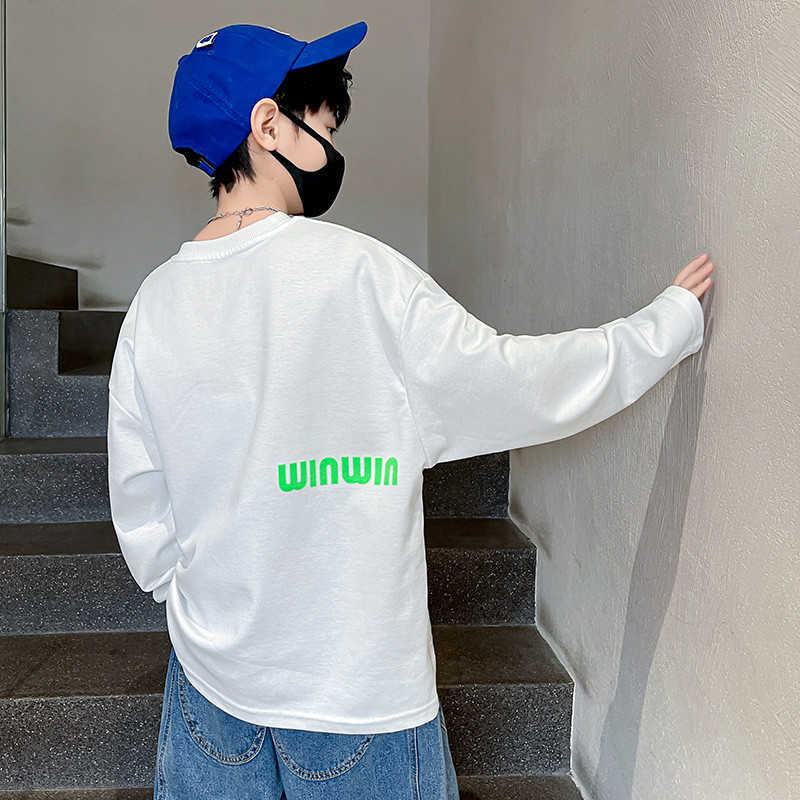 Pullover Teens Boys Sweatshirt Rainbow Dyed Printing Spring Fall Long Sleeve Children s Clothes Loose Bottoming Kids Tops 12 14Y 220924