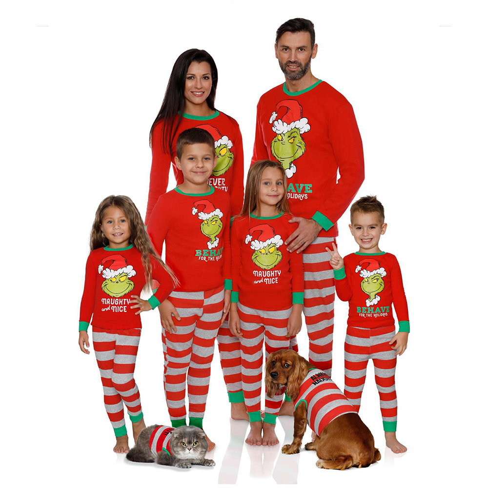 Family Matching Outfits Family Christmas Pajamas Mother Daughter Fanther Son Matching Family Outfits Children Red Striped Monster Sleepwear Set 220922