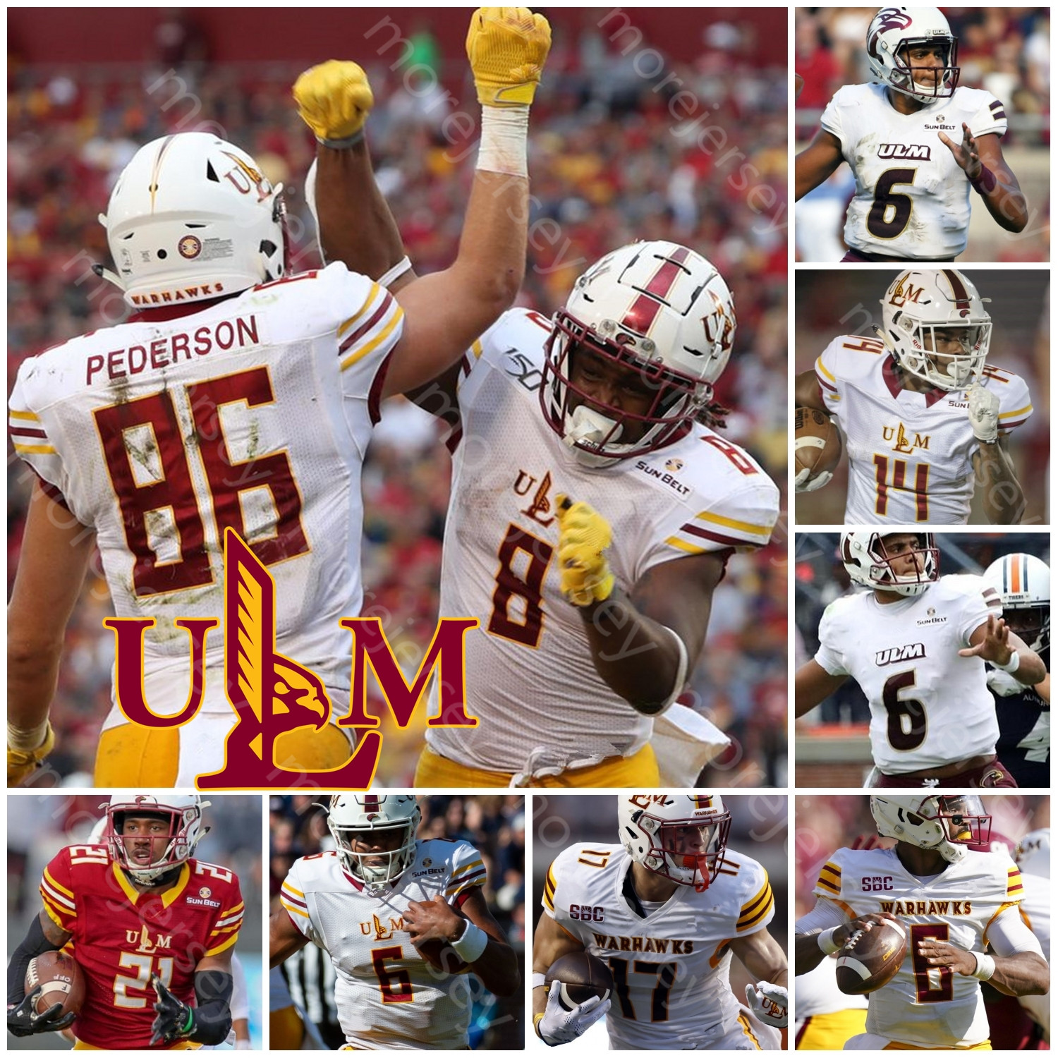 UL ULM Monroe Warhawks Football Jersey NCAA College Chandler Rogers Malik Jackson Jevin Frett Driggers Calligan Martin Henry Rasmussen Luke Tillery Phillips