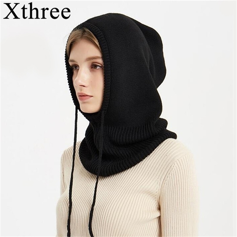 

Beanie/Skull Caps Xthree Cashmere Winter Knitted Hat Beanie Women Scarf Skullies Beanies Winter Hats For Women Men Cap Solid Bonnet Mask Brand Hat 220922, Black