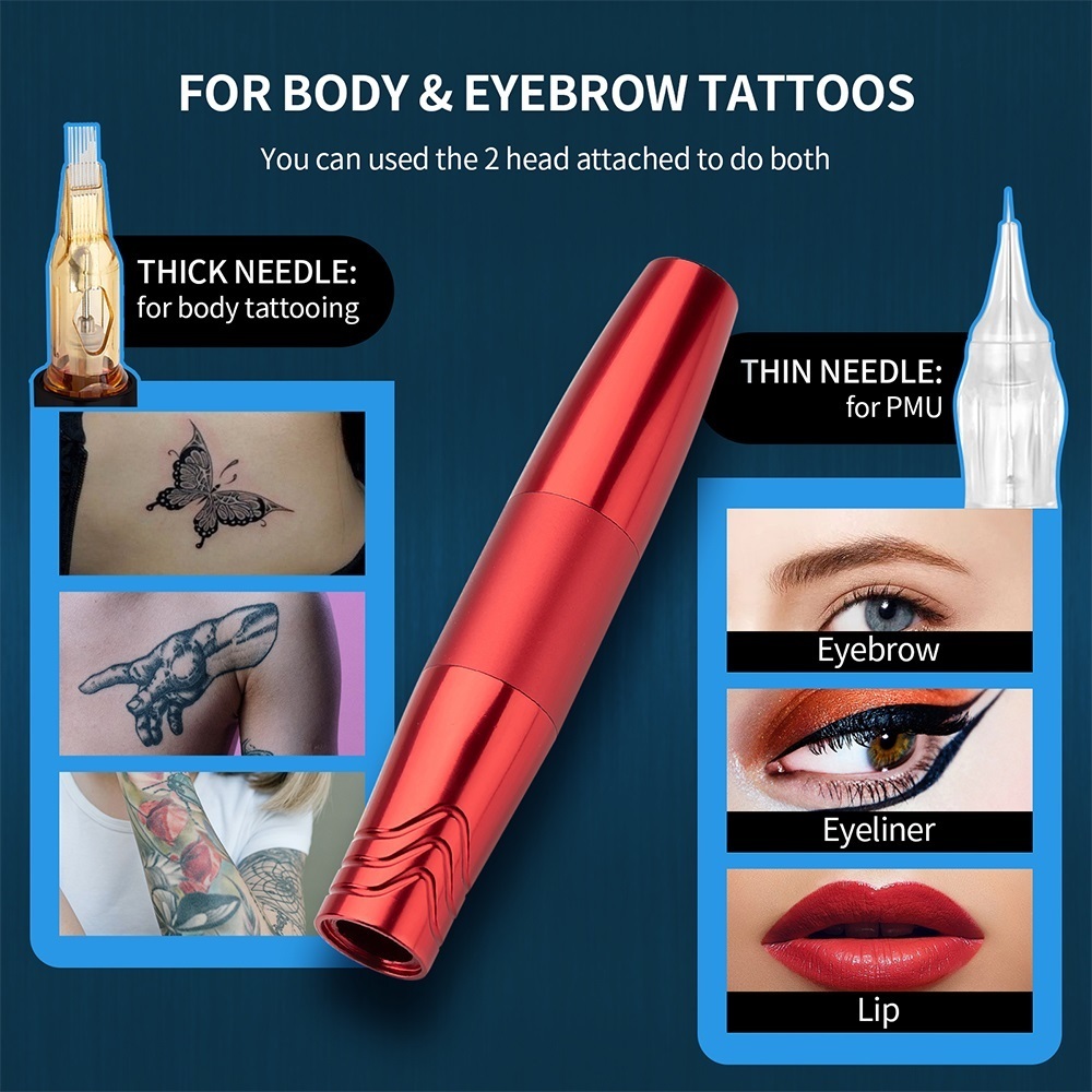 Tattoo Machine Cordless Kit Professional Rotary Pen with Cartridges Needles Permanent Makeup Set 220926