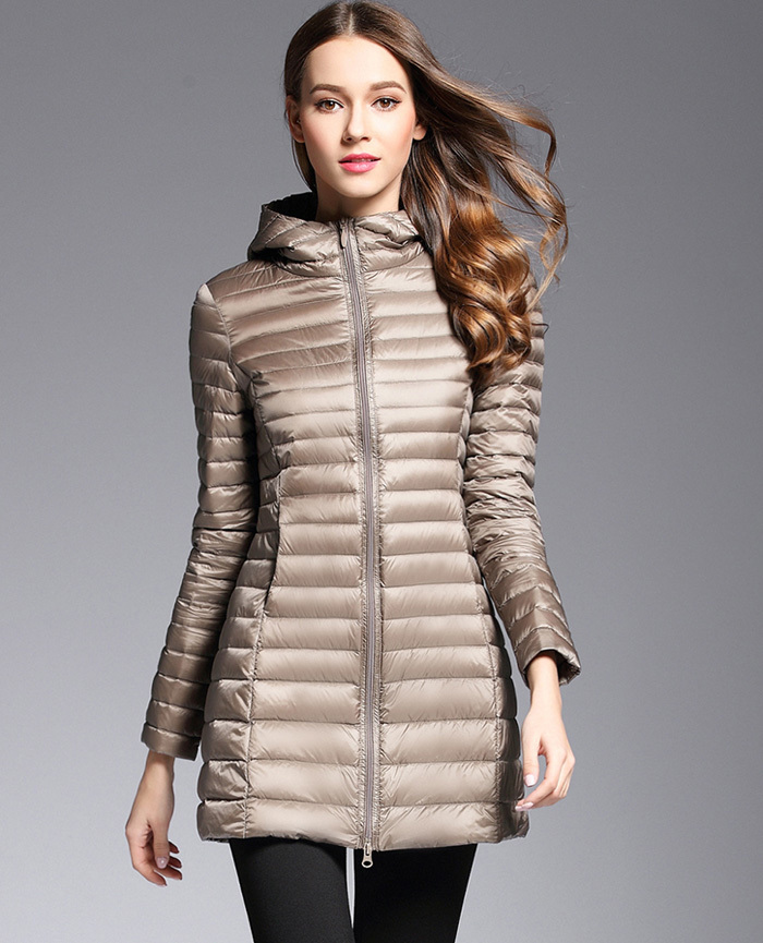 Women's Down Parkas Woman Spring Padded Hooded Long Jacket White Duck Down Female Overcoat Ultra Light Slim Solid Jackets Coat Portable Parkas 22