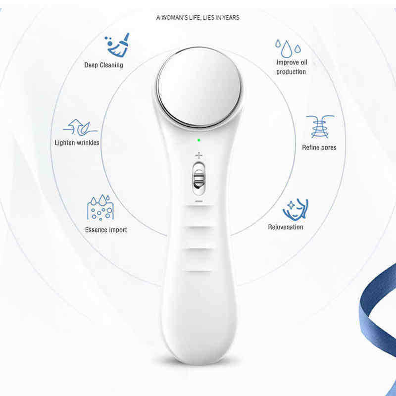Ultrasonic Skin Scrubber Pore Cleaner Kit Facial Ion Shovel Deep Face Cleaning Sonic Peeling Device Blackhead Remover 220516