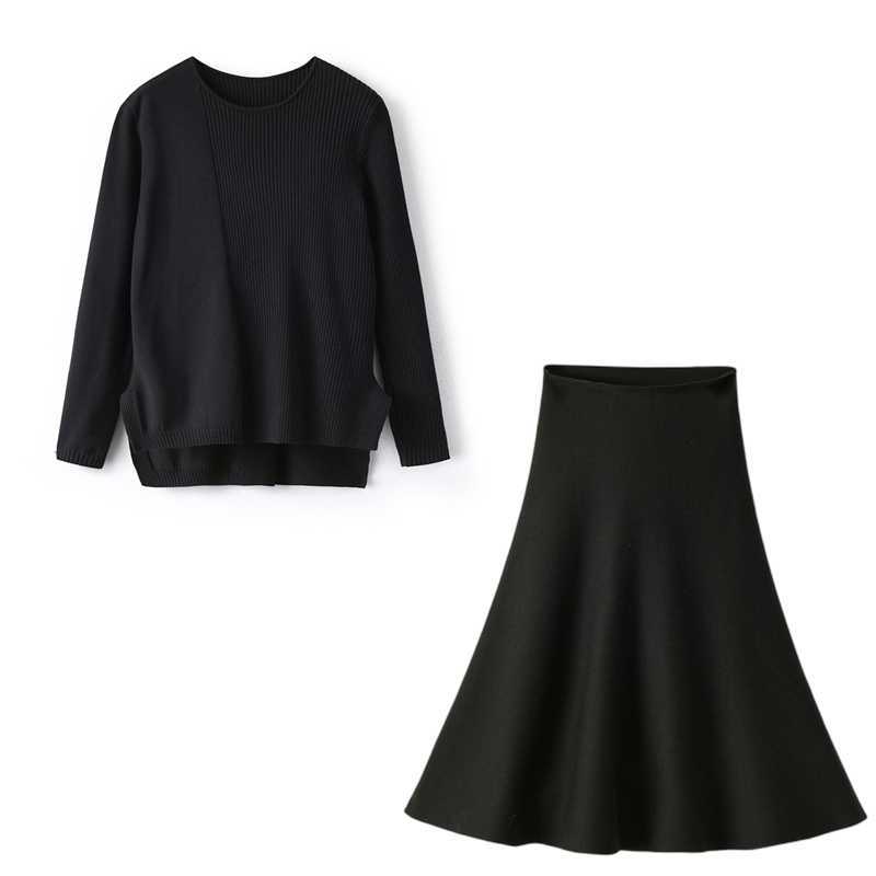 Family Matching Outfits Fashion Women Knitted Clothes Set Femal Knitting Tops Skirts Woman Autumn Winter Knit Clothing 220924