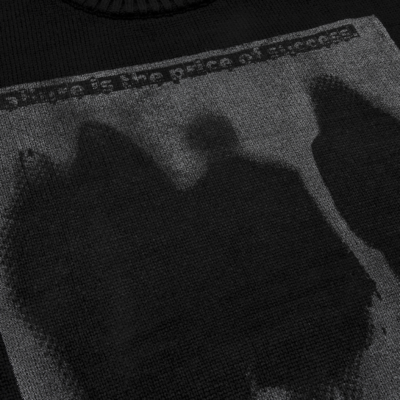 Men's Sweaters LENSTID Autumn Men Oversized Knitted Jumper Sweaters Hip Hop Graphic Print Streetwear Harajuku Loose Fashion Casual Pullovers 2209