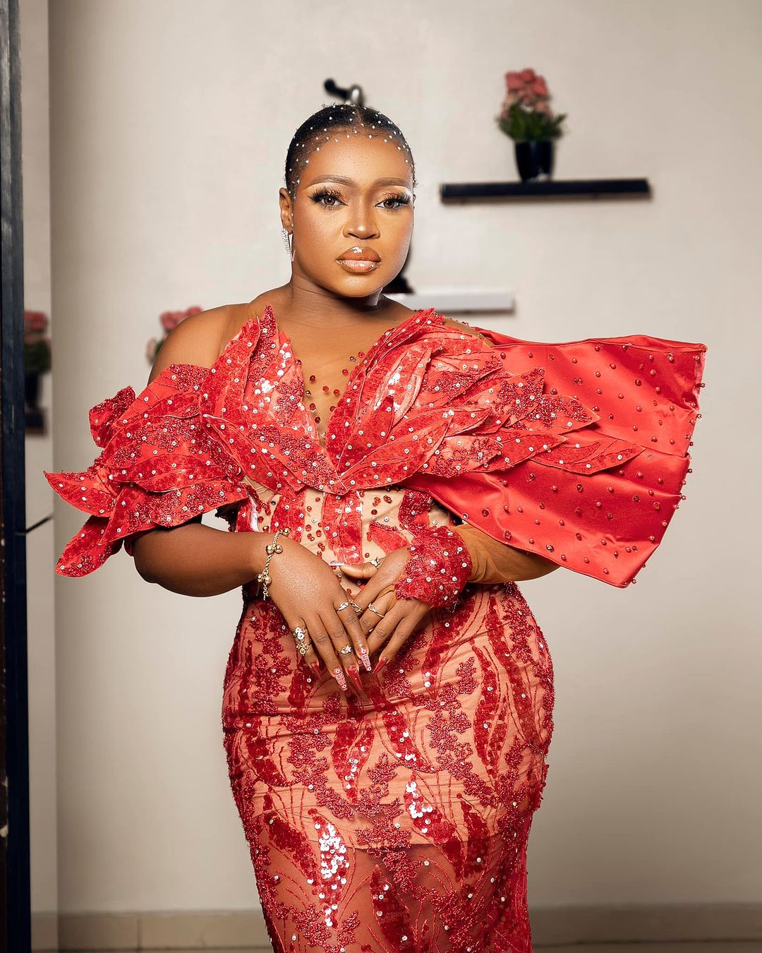 2022 Arabic Aso Ebi Mermaid Red Prom Dresses Sequined Lace Sexy Evening Formal Party Second Reception Birthday Engagement Gowns Dress ZJ199