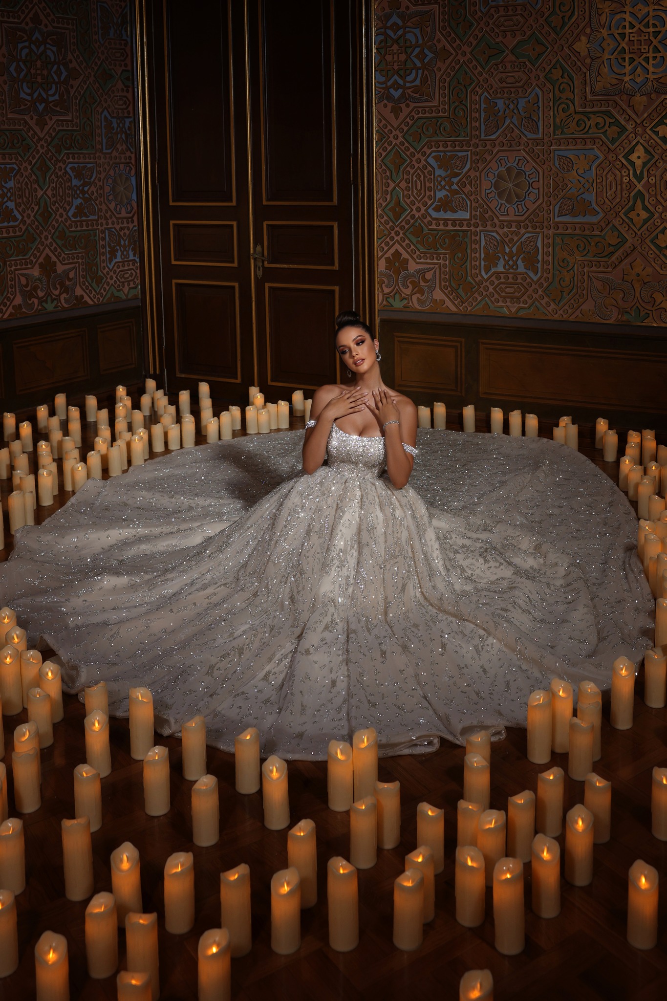 Gorgeous Beading Wedding Dresses Bridal Gowns Beads Crystals Ball Gown Arabic Dubai Off The Shoulder Vestido de Noiva Plus Size
