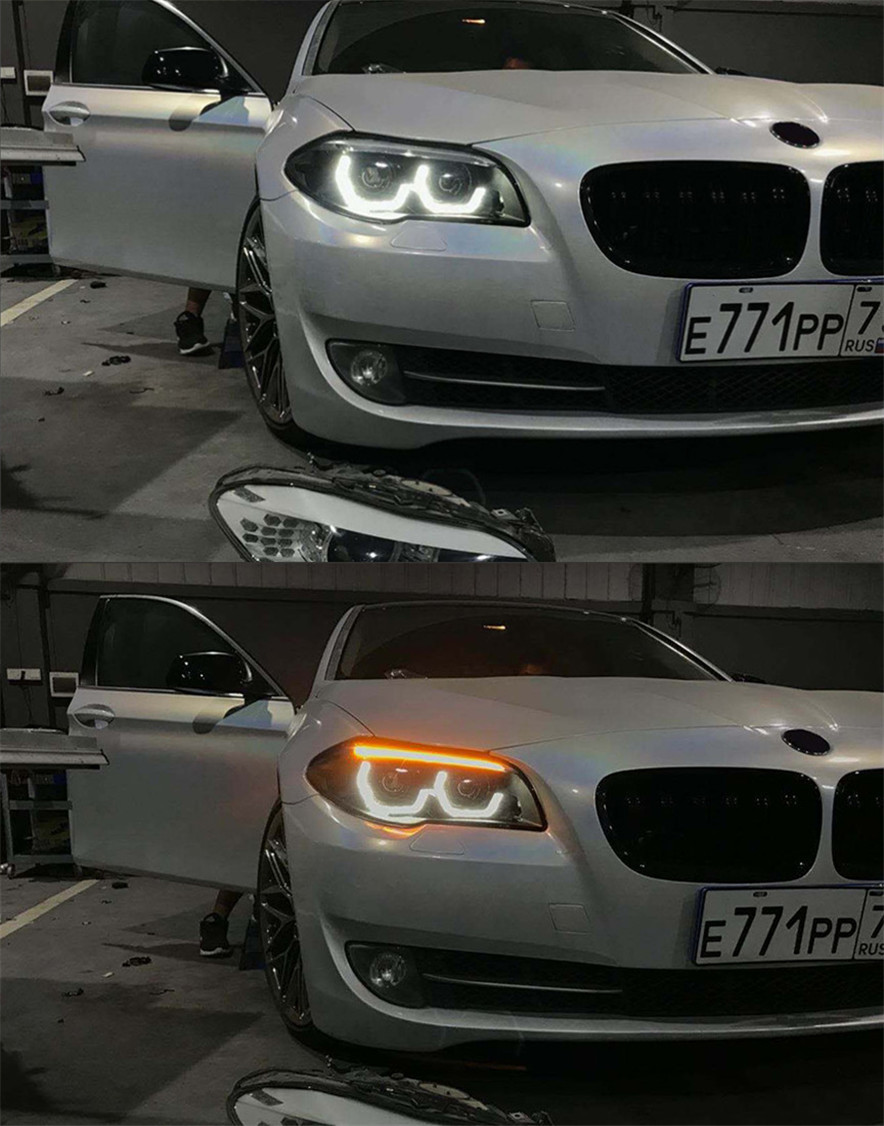 2 PCS Auto Car Head Light Parts For BMW F10 F18 528i 530i 535i M5 20 11-20 17 LED Lamps Headlight Replacement DRL Dual Projector Facelift