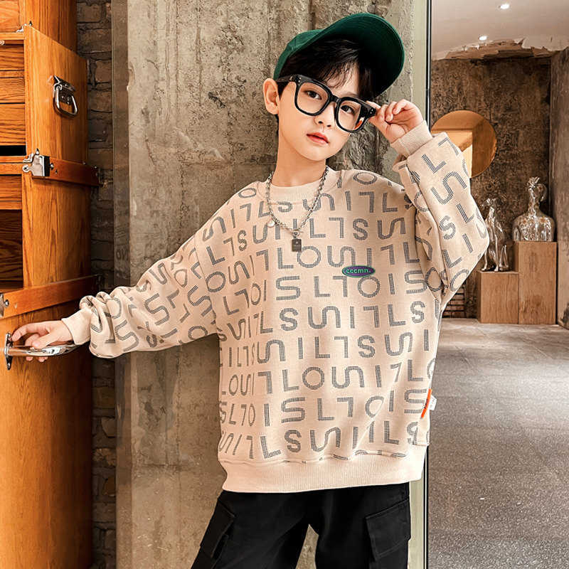 Pullover Teenager Fashion Tops for Boys Cotton Sweatshirts Children Spring Autumn Letter Print Long Sleeve T Shirts 6 8 10 12 14Years 220924