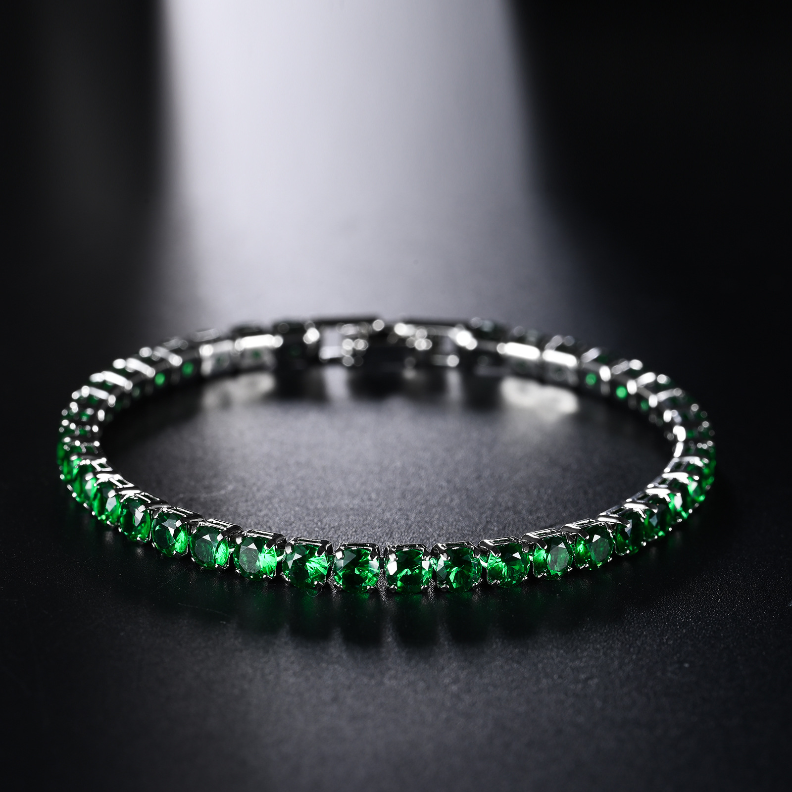 4mm Bling Hip Hop Round Tennis Bracelet for Women Iced Out Cubic Zircon Red Blue Green White Colorful Stone Fashion Hand Chains Bangle Wolf Tide Jewel