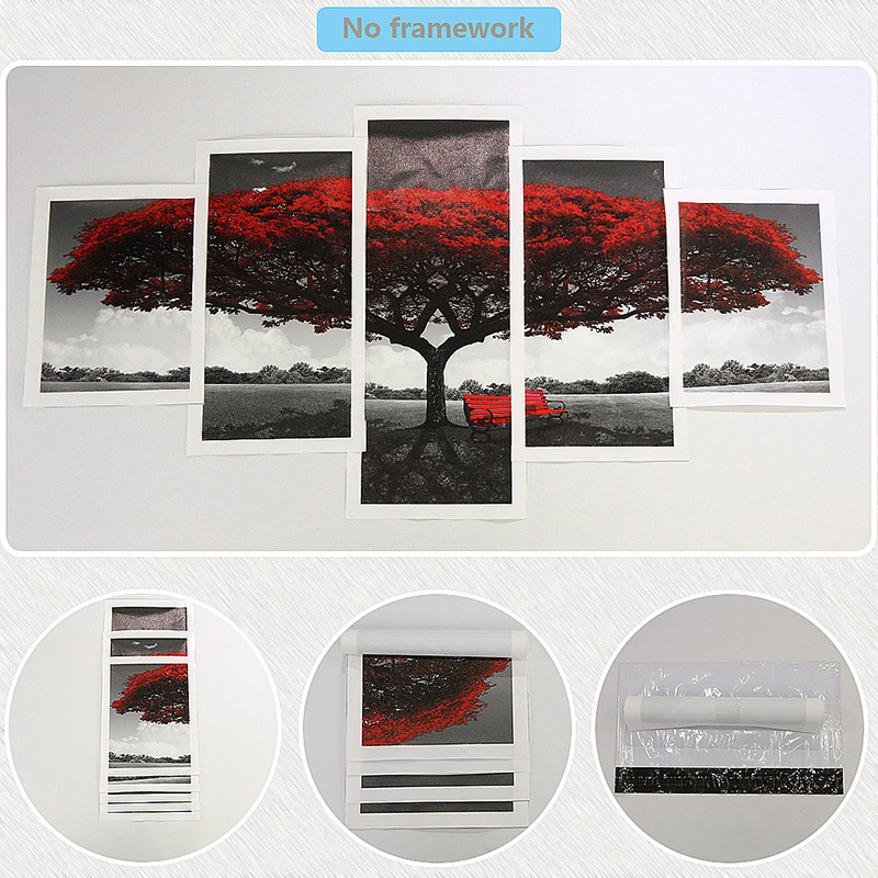 5 Pcs Sky Clouds Sun Rays Lake Poster Canvas Picture Print Wall Art Painting Wall Decor for Living Room No Framed