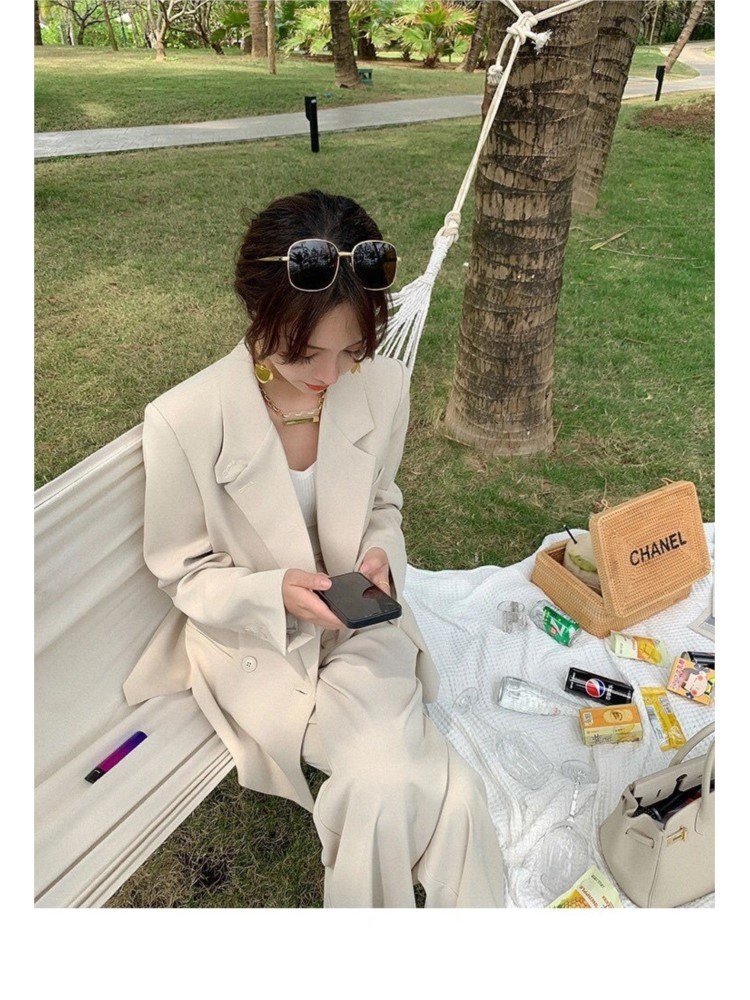 Women's Two Piece Pants Bella Women Office White Suit TwoPiece Pantsuit Elegant Blazer Female Set Casual Loose Pants Jacket Work Clothes 220922